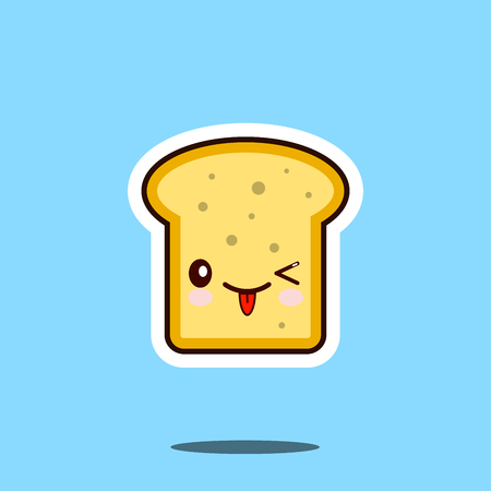 Toast kawaii cute design flat cartoon icon  Illustrationの写真素材