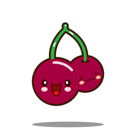 Cherry cartoon character icon kawaii Flat design  Illustrationの写真素材