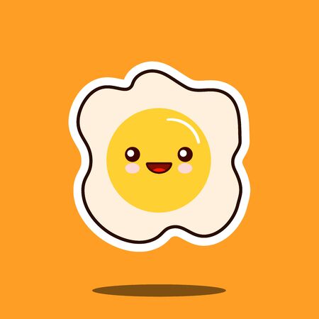 Optimistic fried egg kawaii character cute face. Flat design  Illustrationの写真素材