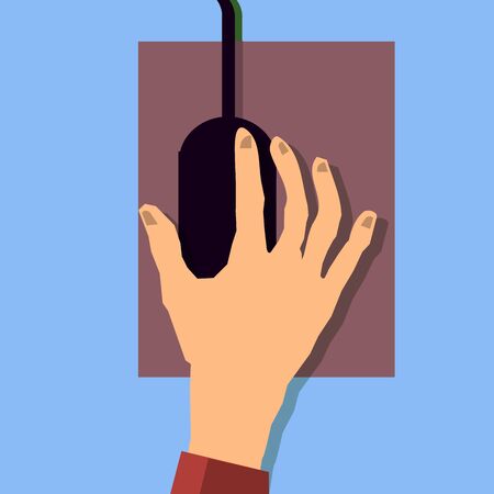 Hand holding a mouse icon flat design Illustrationの写真素材