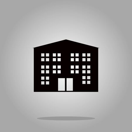 Building icon black silhouette on background Illustrationの写真素材