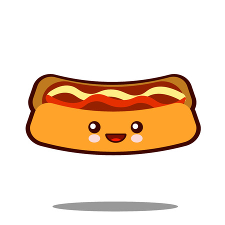 Hot-Dog cartoon character icon kawaii fast food Flat design  Illustrationの写真素材