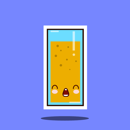 Optimistic a glass of juice kawaii character cute face. Flat design  Illustrationの写真素材