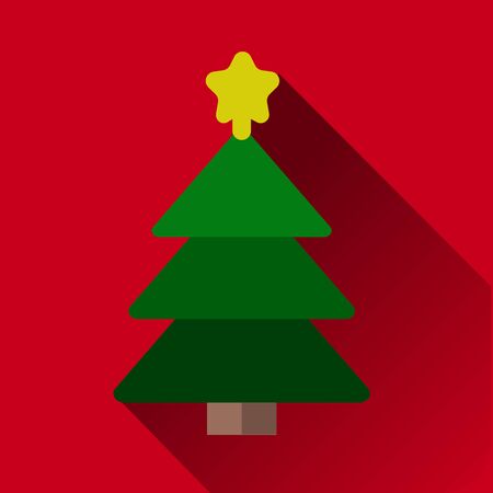 Christmas tree with decorations star flat icon for apps and websites. Vector illustrationのイラスト素材