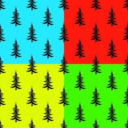 Pine tree seamless pattern set on colors backgrounds. Simple illustration of pine tree  pattern for web epsの写真素材