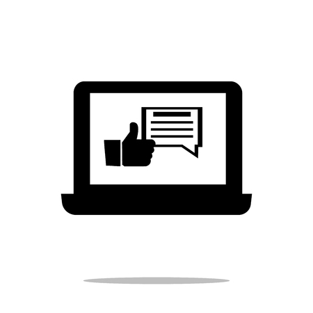 Laptop icon with like chat vector isolated on white background flat style Template for app, ui, logo and ux.Icon laptop for your web site, office poster and placard. EPS 10の写真素材