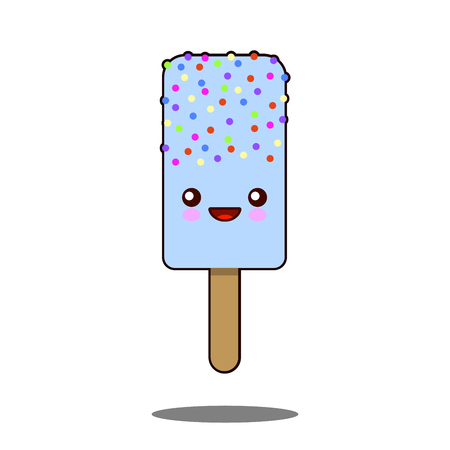 Cute ice-cream cartoon kawaii face icon . Flat design  Illustrationの写真素材