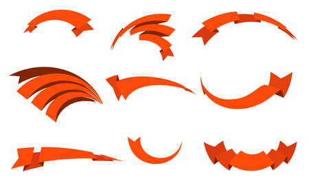 Ribbon red banner icon set. Flat design  Illustrationの写真素材