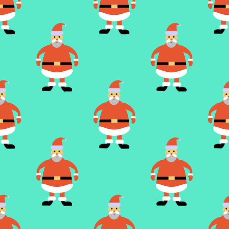 Christmas seamless pattern with greeting Santa Claus. Beautiful vector background for decoration xmas design, flat vector illustrationのイラスト素材