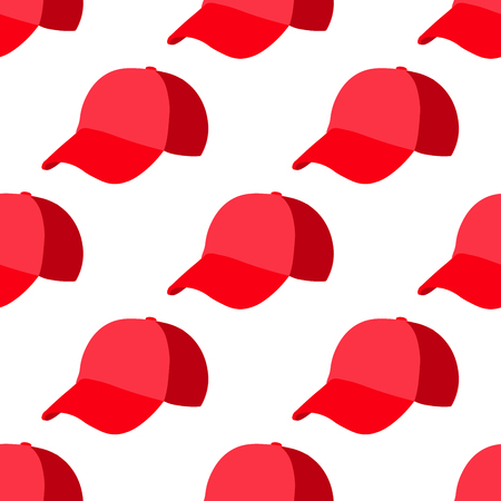 Baseball red cap advertising isolated on white background. Advertising pattern stock vector illustrationのイラスト素材