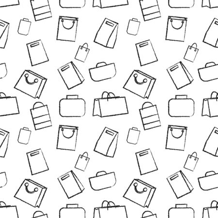 Hand drawn doodle sketch illustration seamless pattern of bags case, handbag, Clutch. Flat design  Illustrationの写真素材