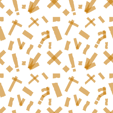 Seamless pattern of Adhesive tapes. Sticky glue scotch tape piece on white background Flat design  Illustrationの写真素材