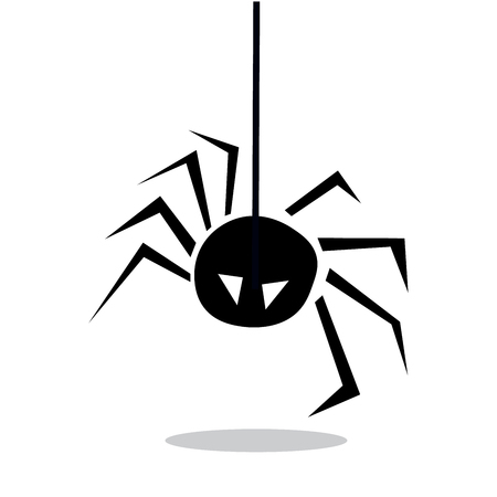 Spider black icon illustration isolated  sign symbol. Halloween spider on web.の写真素材