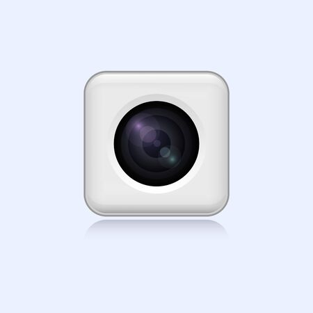 Realistic white webcam. Illustration on ligth blue backgroundの写真素材