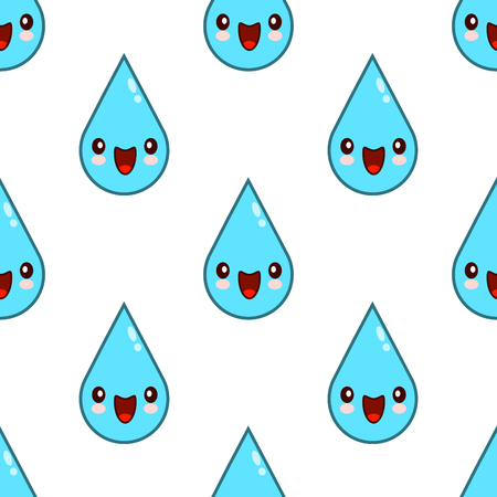 Cute Cartoon water drop characters Seamless Pattern on white background Flat design  Illustrationの写真素材