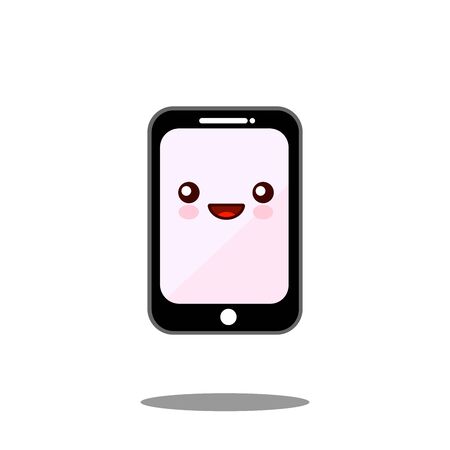 Cute Smart phone cartoon character icon kawaii Smiling face. Flat design telephone  Illustrationの写真素材