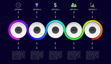 Presentation business infographic template with 5 options. Business style Vector illustration. can be used for workflow layout, banner, diagram, number options, step up options, web design. EPSのイラスト素材