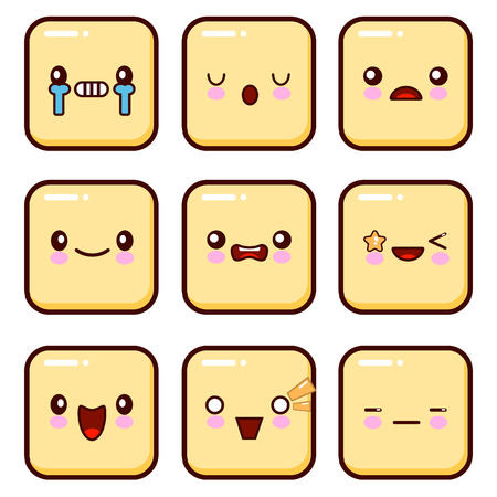 Set of Emoticons. Set of Emoji. Isolated on white background Flat design Illustrationの写真素材