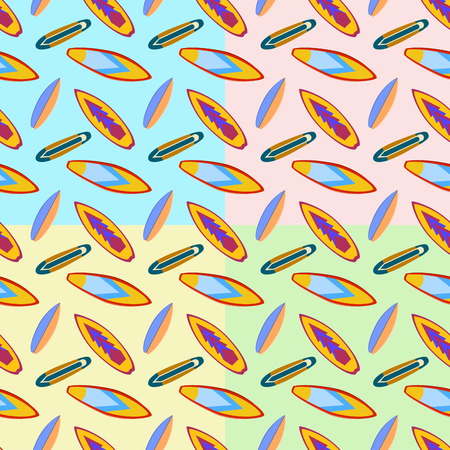 Seamless set pattern with vintage surfboards on color Background. Flat design  Illustration EPSの写真素材