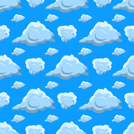 Seamless pattern Clouds. Clouds isolated on blue background. Flat design  Illustrationの写真素材