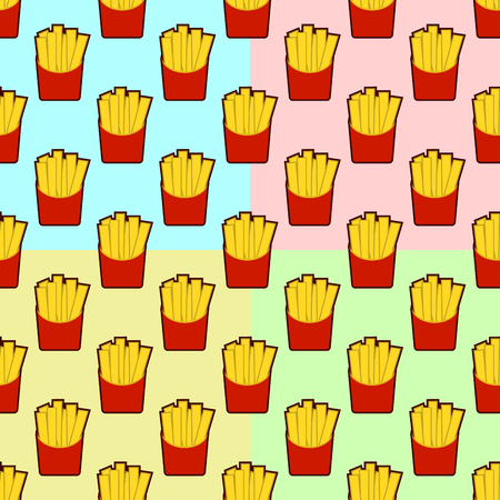 Set of french fries seamless pattern background. Fast food seamless  patternの写真素材