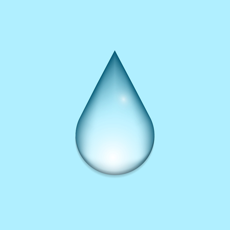 Blue shiny water drop icon on blue background. Vector illustrationのイラスト素材