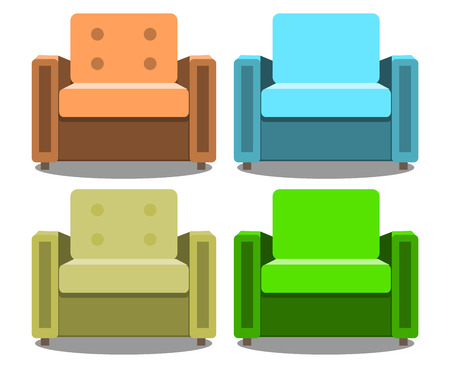 set of armchairs front view isolated on white background. Realistic Modern armchair .の写真素材