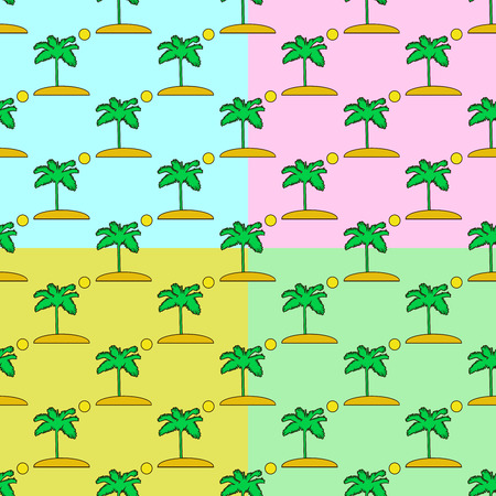 palm tree seamless pattern set on a colors background, Hawaiian island textile decor Flat design  Illustrationの写真素材