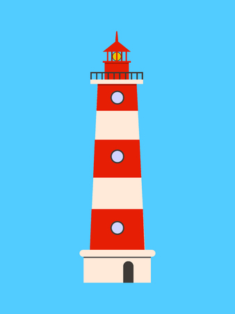 Lighthouse flat icon on blue background. Flat design Vector illustration EPS10のイラスト素材