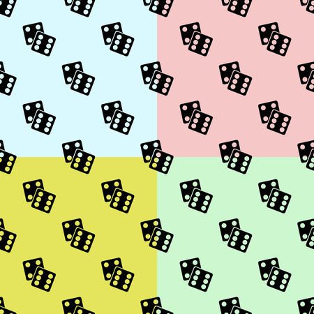 Gambling Dices SET Seamless Pattern on color Background. lucky dices black silhouette. Flat design  Illustration EPSの写真素材