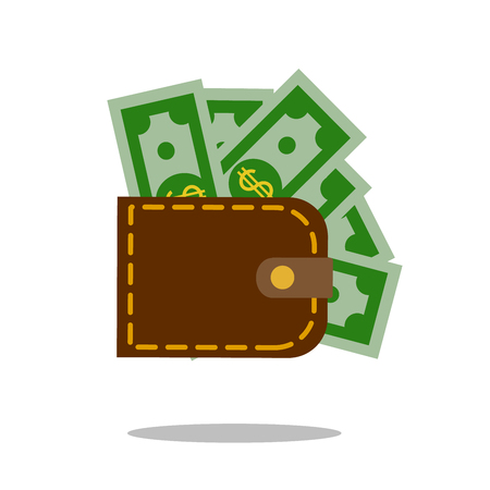 Leather wallet. Purse icon vector. Money sign Isolated on white. Pay, online mobile payment, bill, payment, salary, shopping concept. Flat style for graphic designのイラスト素材