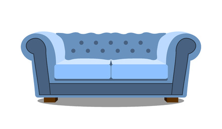 blue sofa on white icon ccomfortable sofa. Flat design  Illustration EPSの写真素材