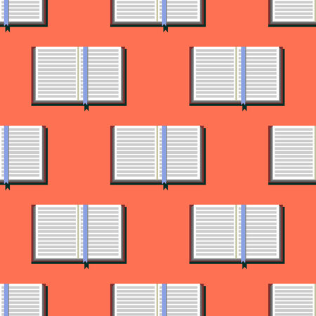 Seamless Pattern Open Books on orange color background. Flat design  Illustration EPSの写真素材
