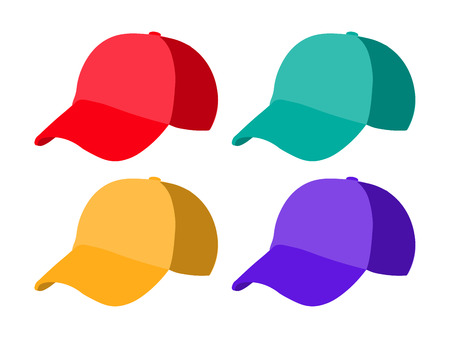 Set of realistic baseball cap templates. Colorful hat   illustration.の写真素材