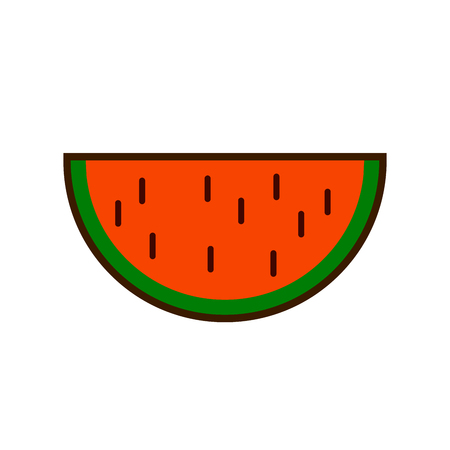 Watermelon fruit slice or cross section with seeds flat color art vector icon EPSのイラスト素材
