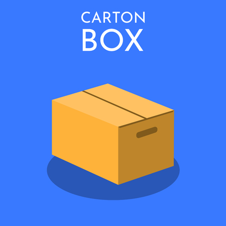Carton cardboard box. Delivery and packaging. Transportation, shipping. Flat design  illustrationの写真素材