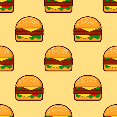 Seamless pattern of burgers. Background for fast food, packing, poster. Isometry, illustration EPSの写真素材