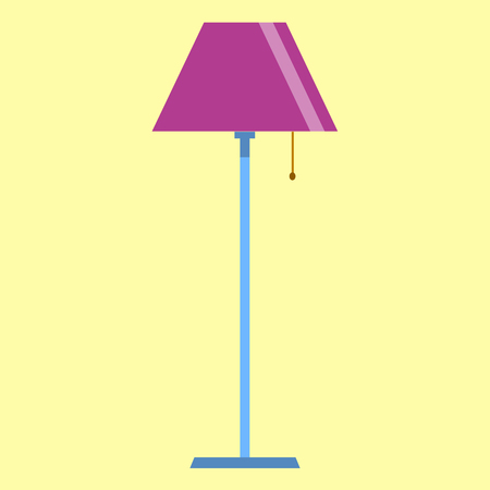 Floor lamp icon on yellow background. Flat design,  illustrationの写真素材