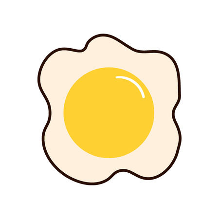 Omelette egg icon on white background. Scrambled eggs breakfast, protein rich dairy product flat vector illustration.のイラスト素材