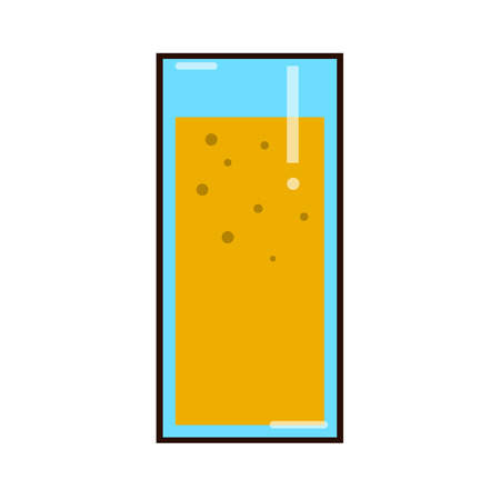 Orange juice in a glass. Organic tropical fruit drink. Healthy diet and clean eating concept.Tall glass with beverage. Flat vector illustration. EPSのイラスト素材