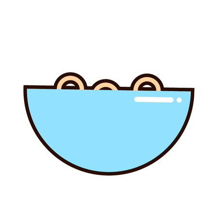 A bowl of cereal and milk isolated on white background. Corn flakes. Vector flat illustration. EPSのイラスト素材