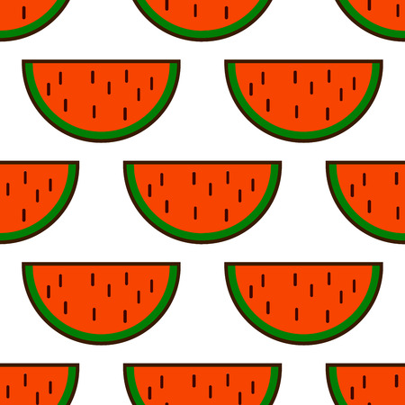Watermelon slices pattern. summer fresh. Tasty decoration texture. Berry dessert fruit. Freshness organic food Flat vector illustration EPSのイラスト素材
