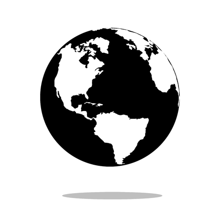 Earth globes isolated on white background. Flat planet icon design, illustrationの写真素材