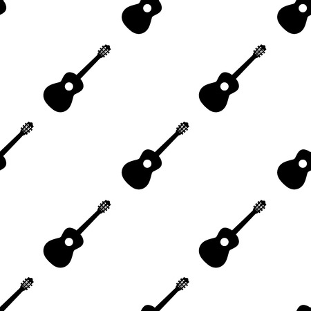A Seamless pattern with guitars on a white background. Flat vector illustrationのイラスト素材