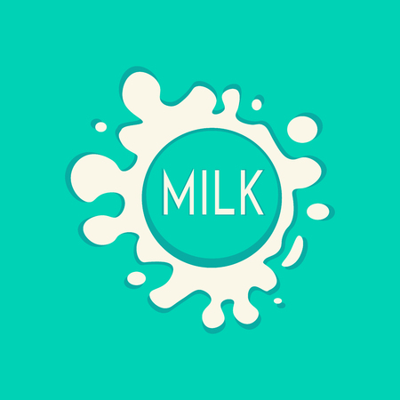 Natural Milk Splash label on green background . Flat design Illustrationの写真素材