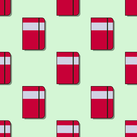 Seamless school pattern with red notebooks flat vector illustration EPSのイラスト素材