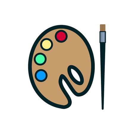 Paint brush with palette icon on white background flat design Vector illustration EPSのイラスト素材