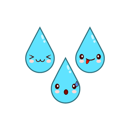 Happy Water Drop Cartoon Characters icon .Flat design Vector Illustration EPSのイラスト素材