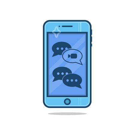 Isolated Mobile phone with chat message on screen. Social network - Chatting and Messaging concept the white background vector illustrationのイラスト素材