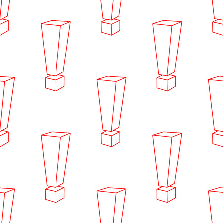 Seamless pattern of exclamation marks red on white background. Vector illustration. Editable can be used for web page backgrounds, pattern fills EPSの写真素材